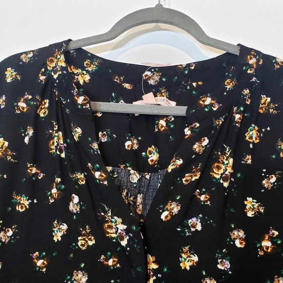 Philosophy Woman Viscose Floral Print Blouse Black Yellow White Size 3X - Picture 10 of 16